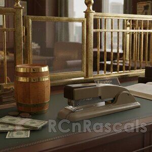 Vtg Swingline Heavy Duty Desk Stapler Crocker Citizens National Bank Brown USA